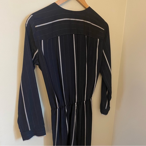 MAJE Panti V-neck Pinstriped Woven Jumpsuit In Marine Size 36 or Small - Picture 6 of 15